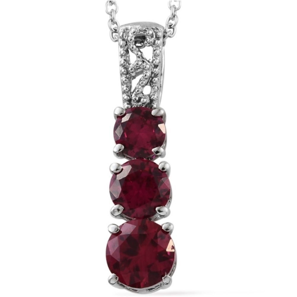 Ruby CZ Pendant with 20 in Chain‎